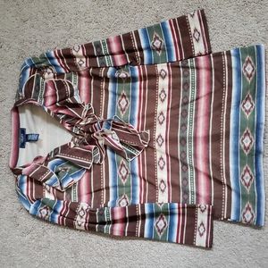 Chaps top with lace up v neck sz m